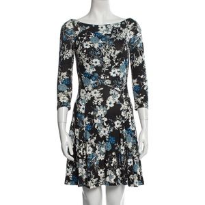 ERDEM Black and Blue Floral Dress